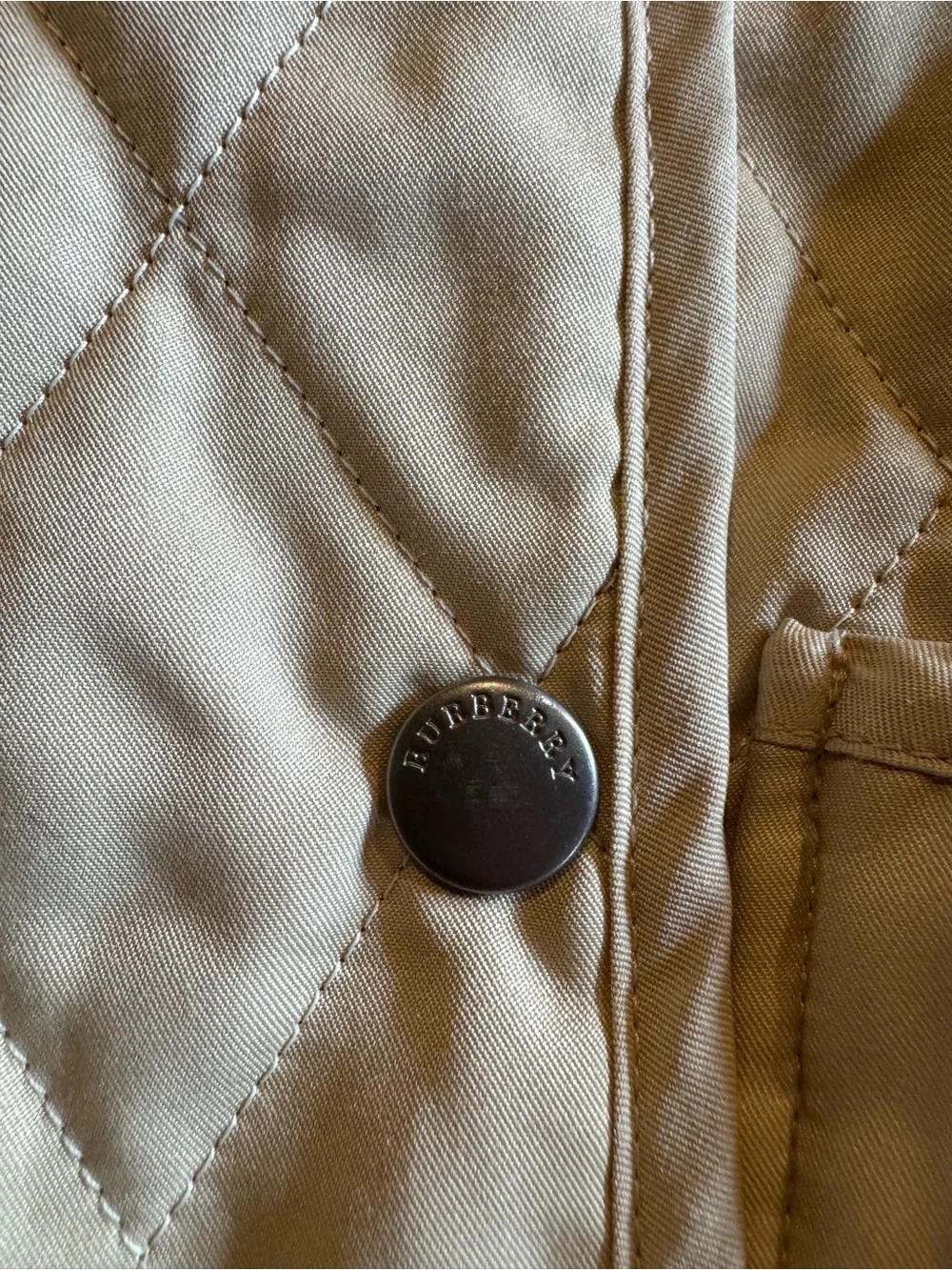Burberry Beige Quilted Jacket with Signature Check Interior